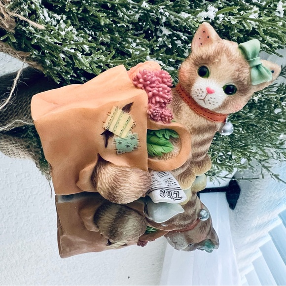 🐱Vtg Calico Kittens Enesco 1998 Happiness Doesn't Fit In A Shopping Bag 488631 - Picture 8 of 13